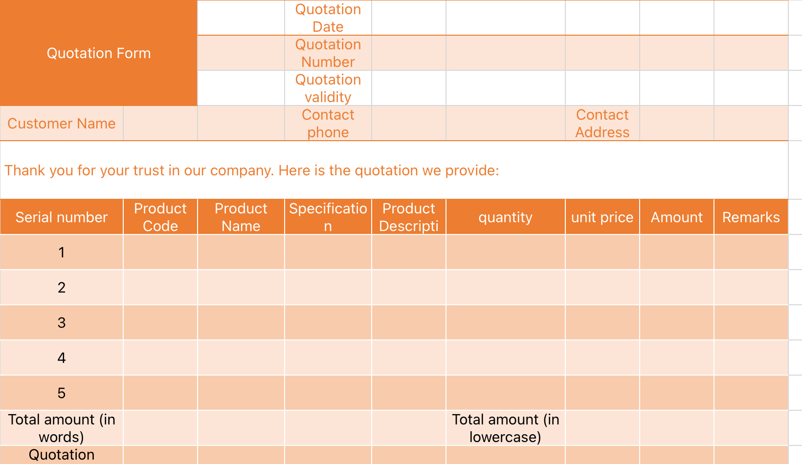 Quotation Form 1